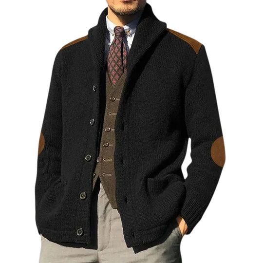 Herren Strickjacke mit klassischem Schalkragen und eleganten details EB