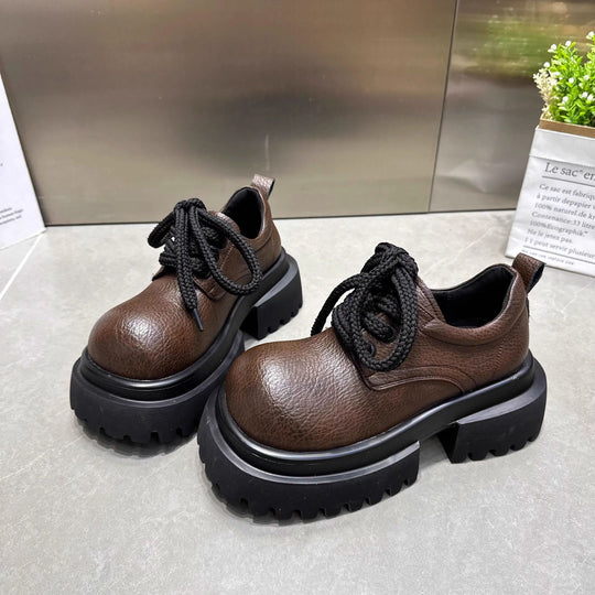Damen modische Schnürboots mit robustem Plateau und rutschfester Sohle EB