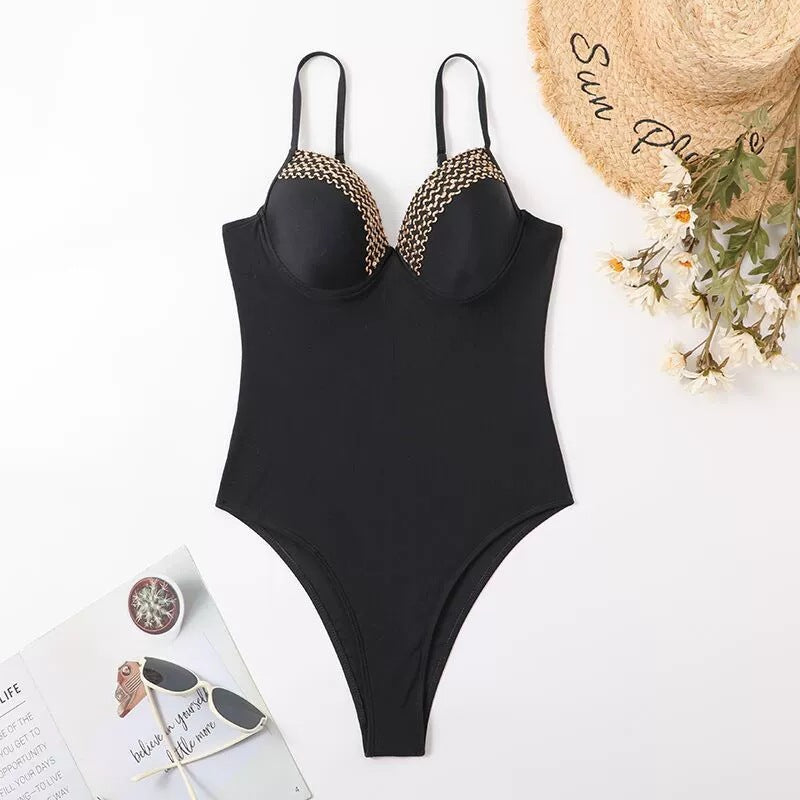 Damen Einteiler Badeanzug mit eleganten Überwurf-Details EB