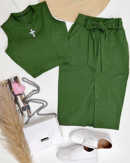 Damen elegantes und modisches Oberteil mit Wickelrock EB
