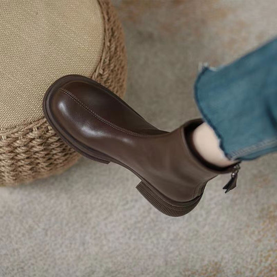 Damen Elegante Stiefeletten mit seitlichem Reißverschluss und robuster Gummisohle EB