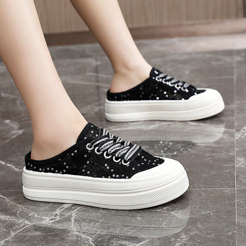 Damen Modische Slip-On Sneaker mit Glitzerakzenten EB