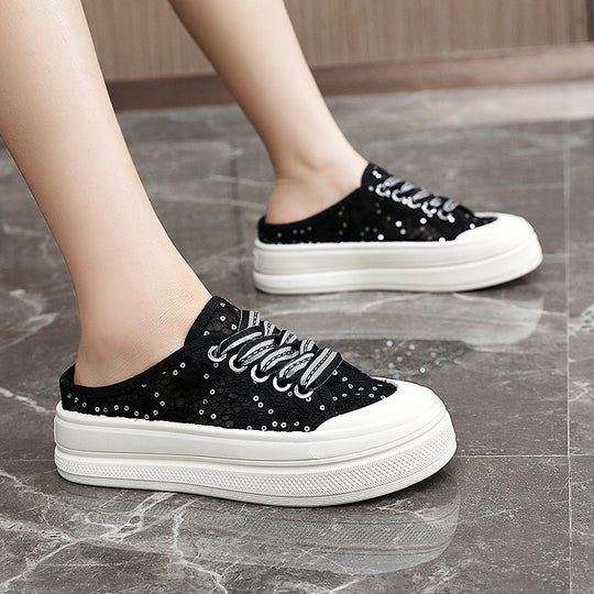 Damen Modische Slip-On Sneaker mit Glitzerakzenten EB