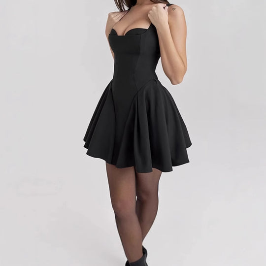 Damen Elegantes Minikleid im A-Linien-Schnitt mit herzförmigem Ausschnitt EB