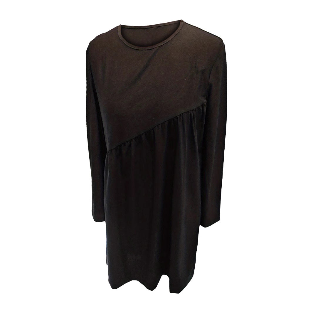 Damen Lässiges Jersey-Minikleid mit diagonaler Raffung und kastiger Silhouette EB