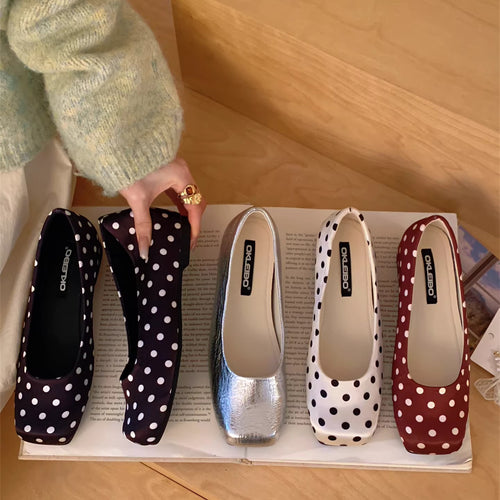 Damen Ballerinas mit polka Punkte Design und komfortablem Innenfutter EB