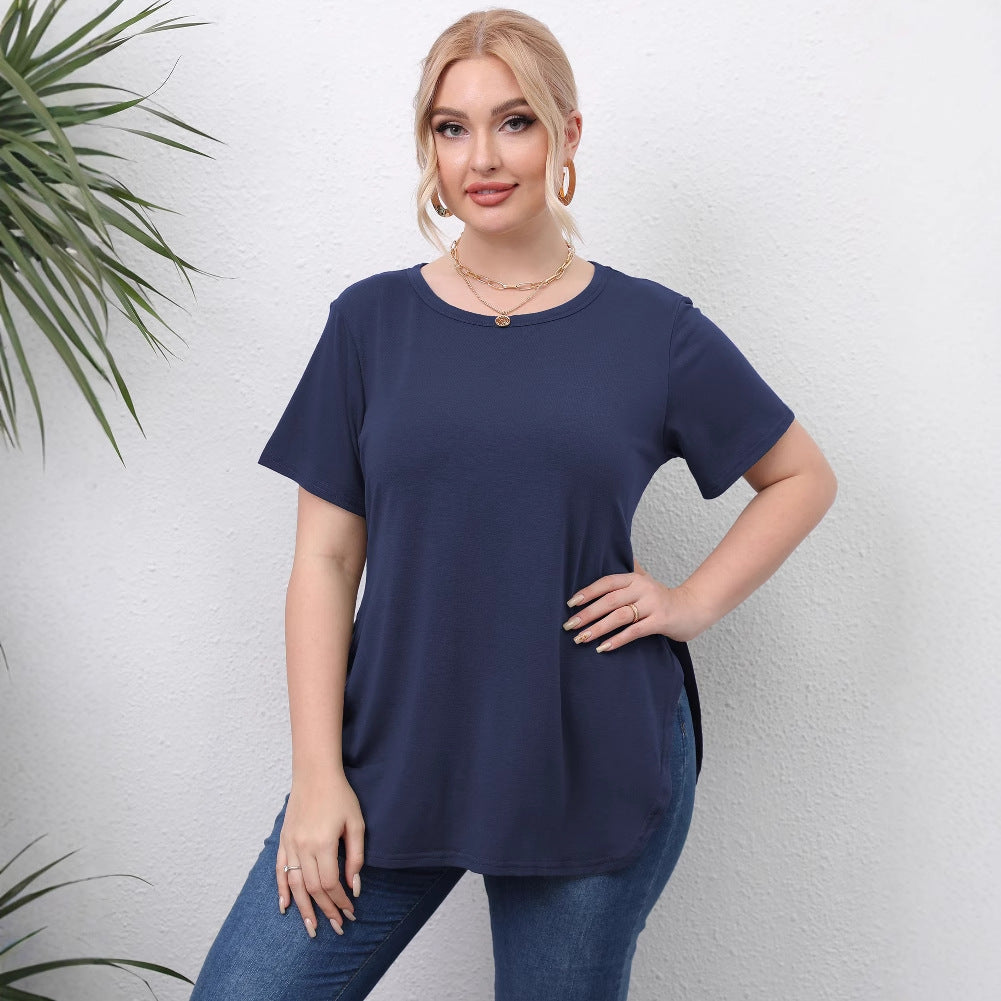 Damen lässiges T-Shirt mit seitlichen Eingrifftaschen EB