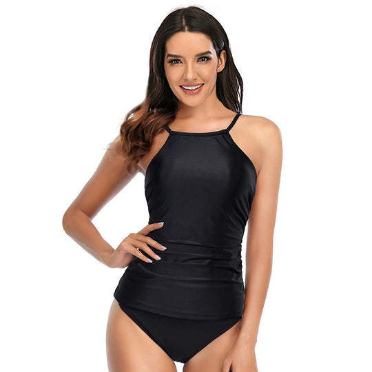 Damen Sportlicher Tankini mit Rüschendetails und animalischem Muster EB