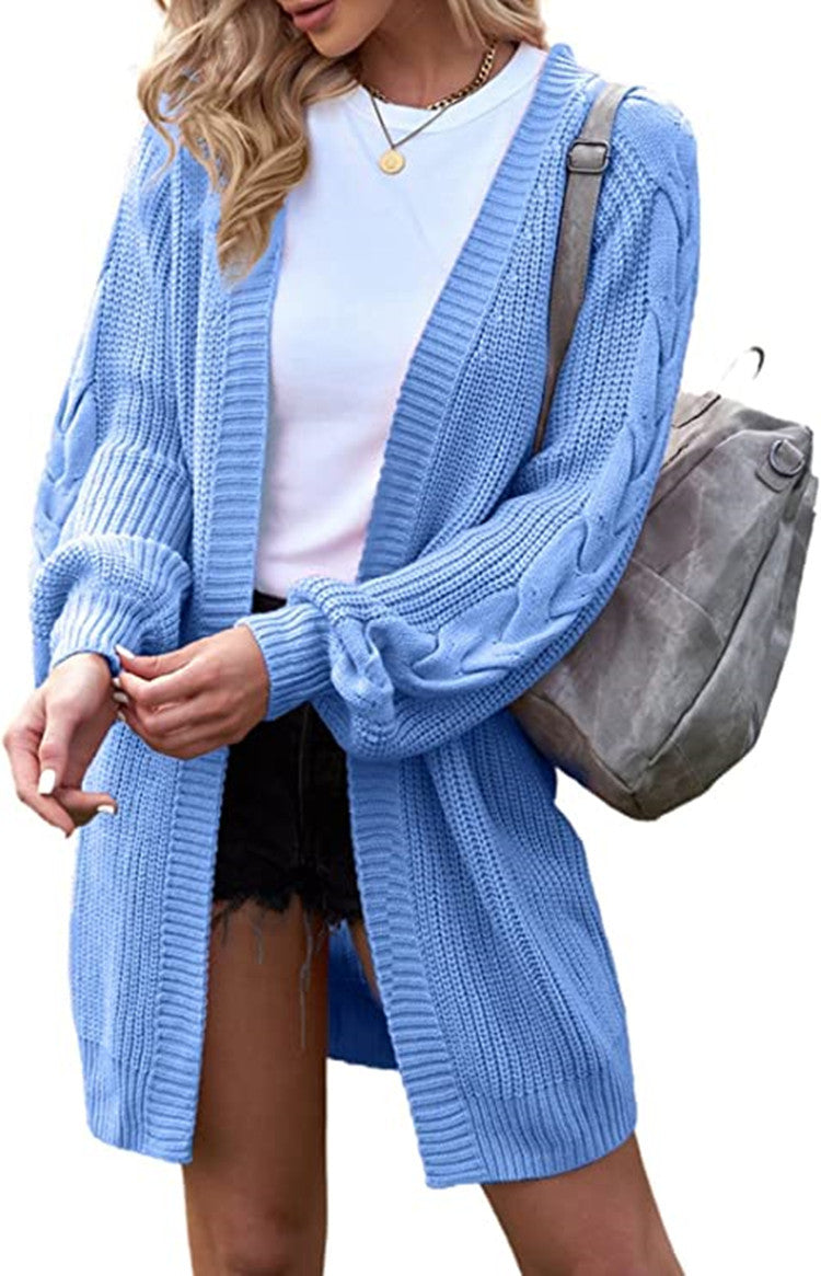 Damen Grobstrick-Kimono-Cardigan mit lässigen Oversized-Ärmeln EB