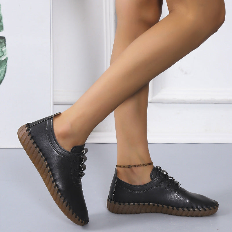 Damen bequeme Schnürschuhe mit rutschfester Gummisohle und atmungsaktivem Obermaterial EB