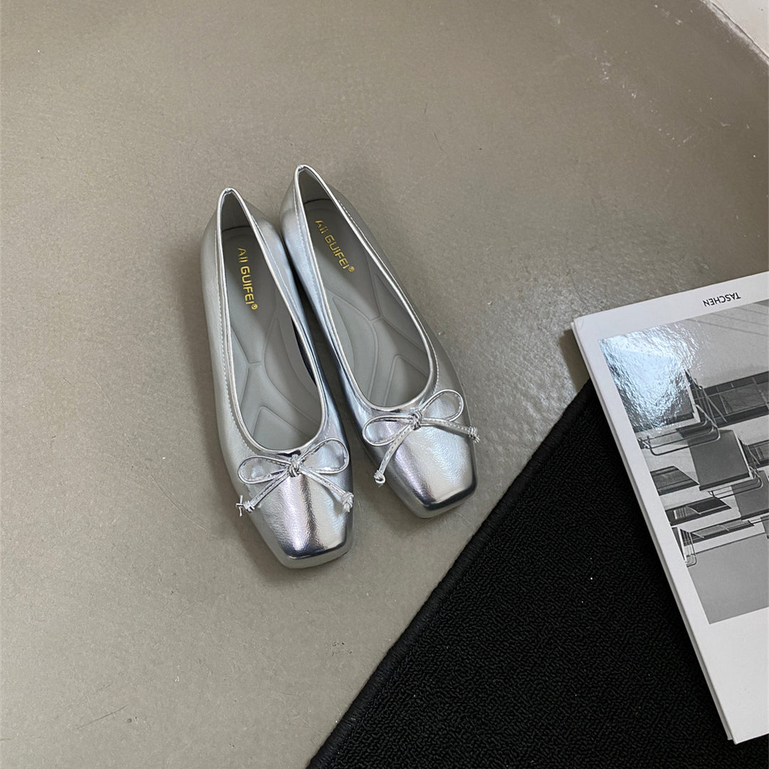 Damen elegante Ballerinas mit komfortablem Fußbett und verspieltem Schleifen-Detail EB