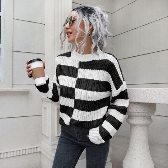 Damen Strickpullover mit Streifenmuster von EB