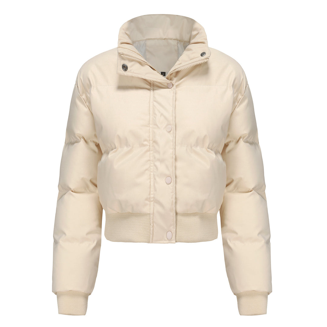 Damen nan kurze wattierte Steppjacke mit hohem Stehkragen und Rippbündchen EB