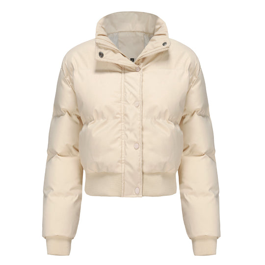 Damen nan kurze wattierte Steppjacke mit hohem Stehkragen und Rippbündchen EB