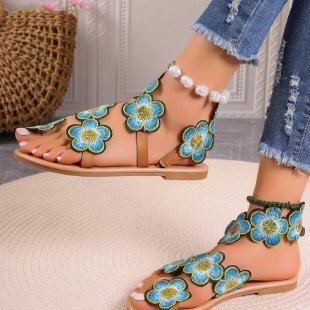 Damen Modische Sandalen mit floralen Applikationen EB
