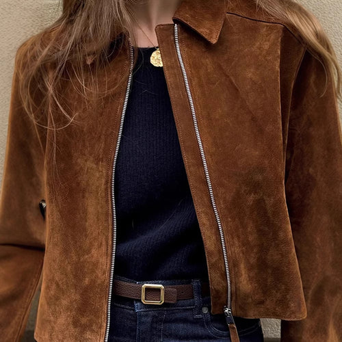 Damen elegante Wildlederjacke EB