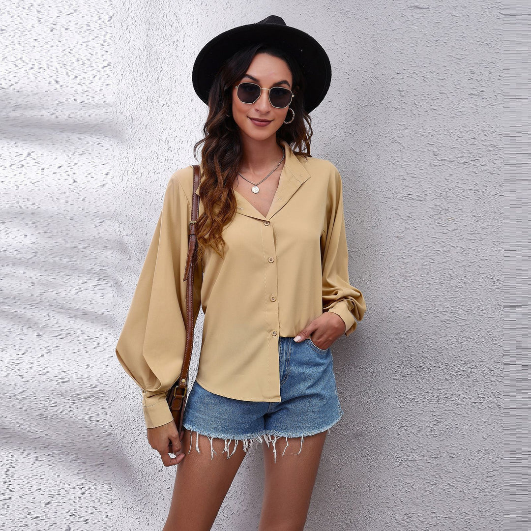 Damen Oversized Longsleeve Bluse mit lässigem Schnitt und voluminösen Ärmeln EB