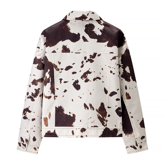 Damen angesagte Kunstlederjacke im angesagten Cow-Print EB