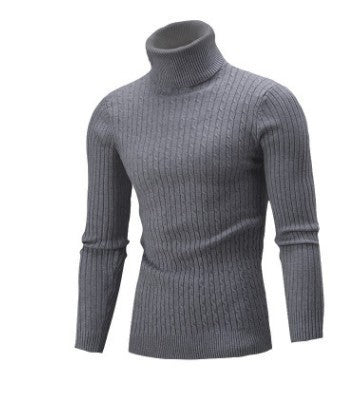 Herren nan gerippter Rollkragenpullover mit Zopfmuster und körpernaher Slim-Fit-Silhouette EB