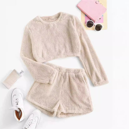 Damen Kuschelige Plüsch-Pyjama-Set EB