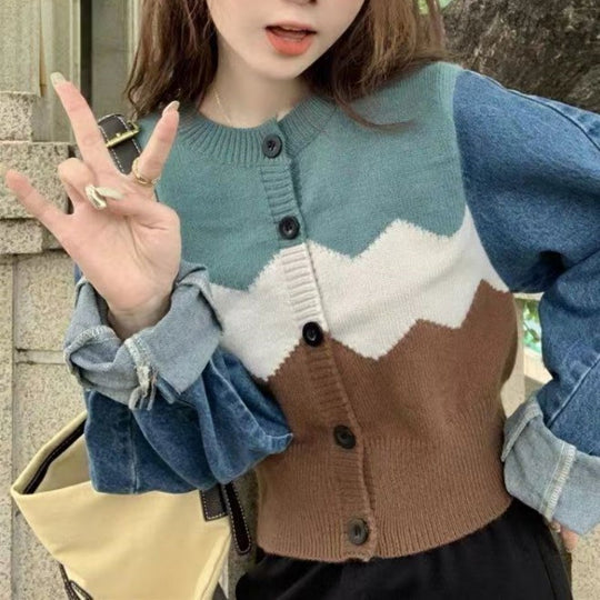 Damen Trendige Strickjacke mit modernen Farbakzenten EB