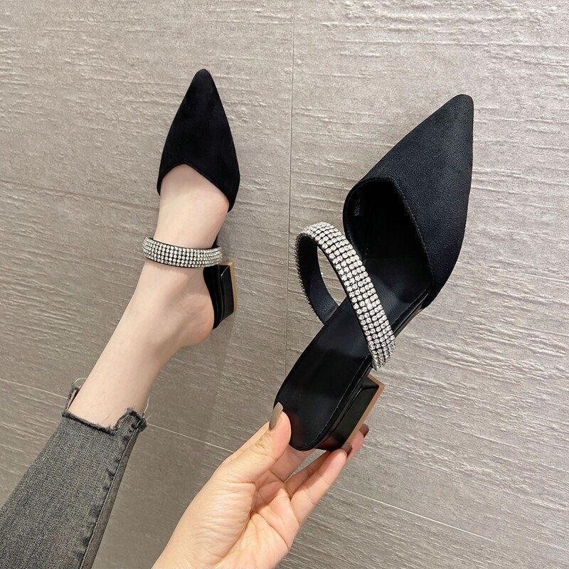 Damen elegante Slingback-Ballerinas mit glitzerndem Riemchen EB
