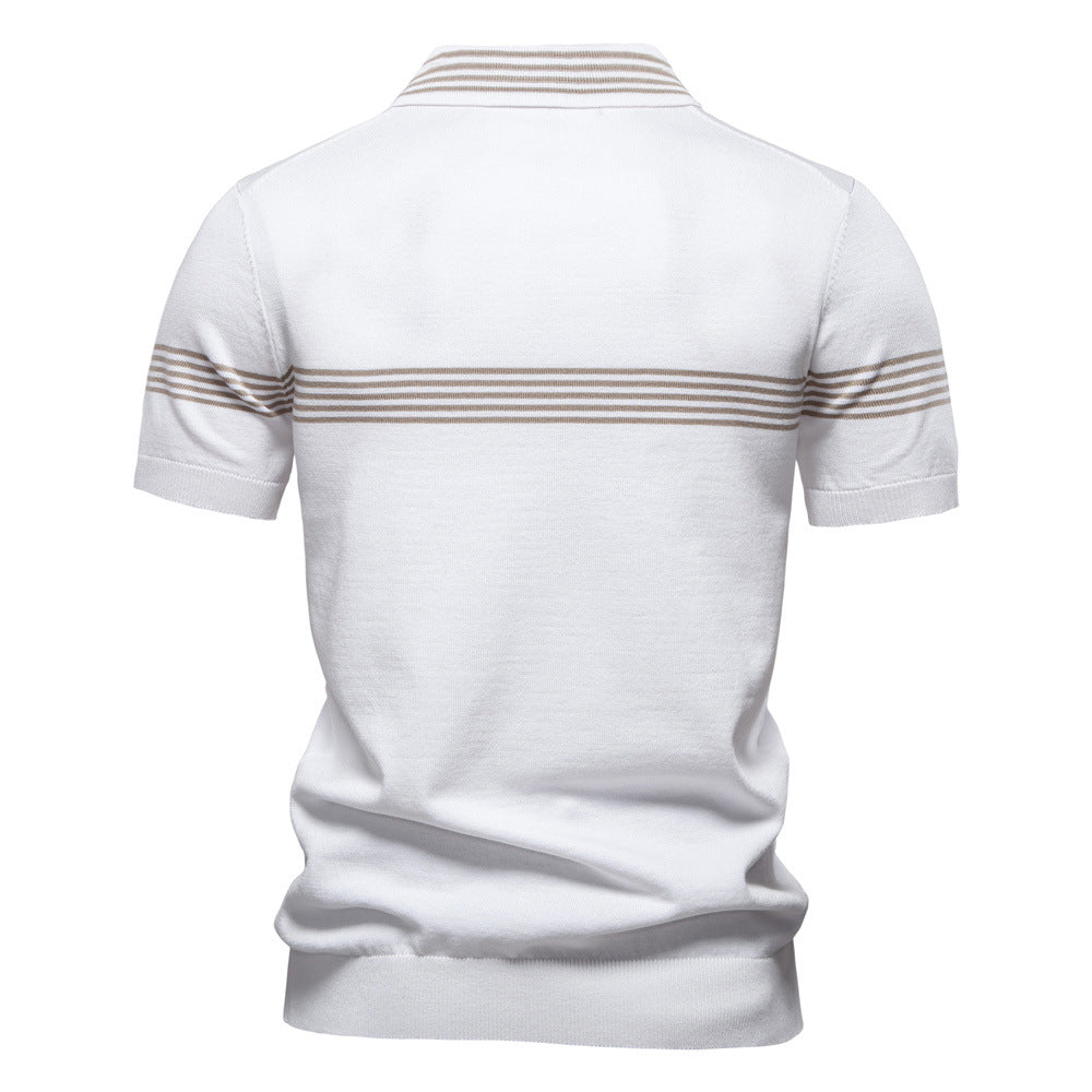 Herren Polo-Shirt mit elegantem Reißverschluss und sportlichem Streifenmuster EB
