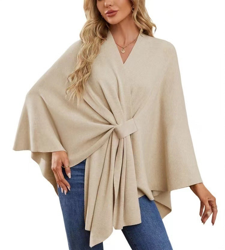 Damen Eleganter Wickelpullover mit asymmetrischem Schnitt EB