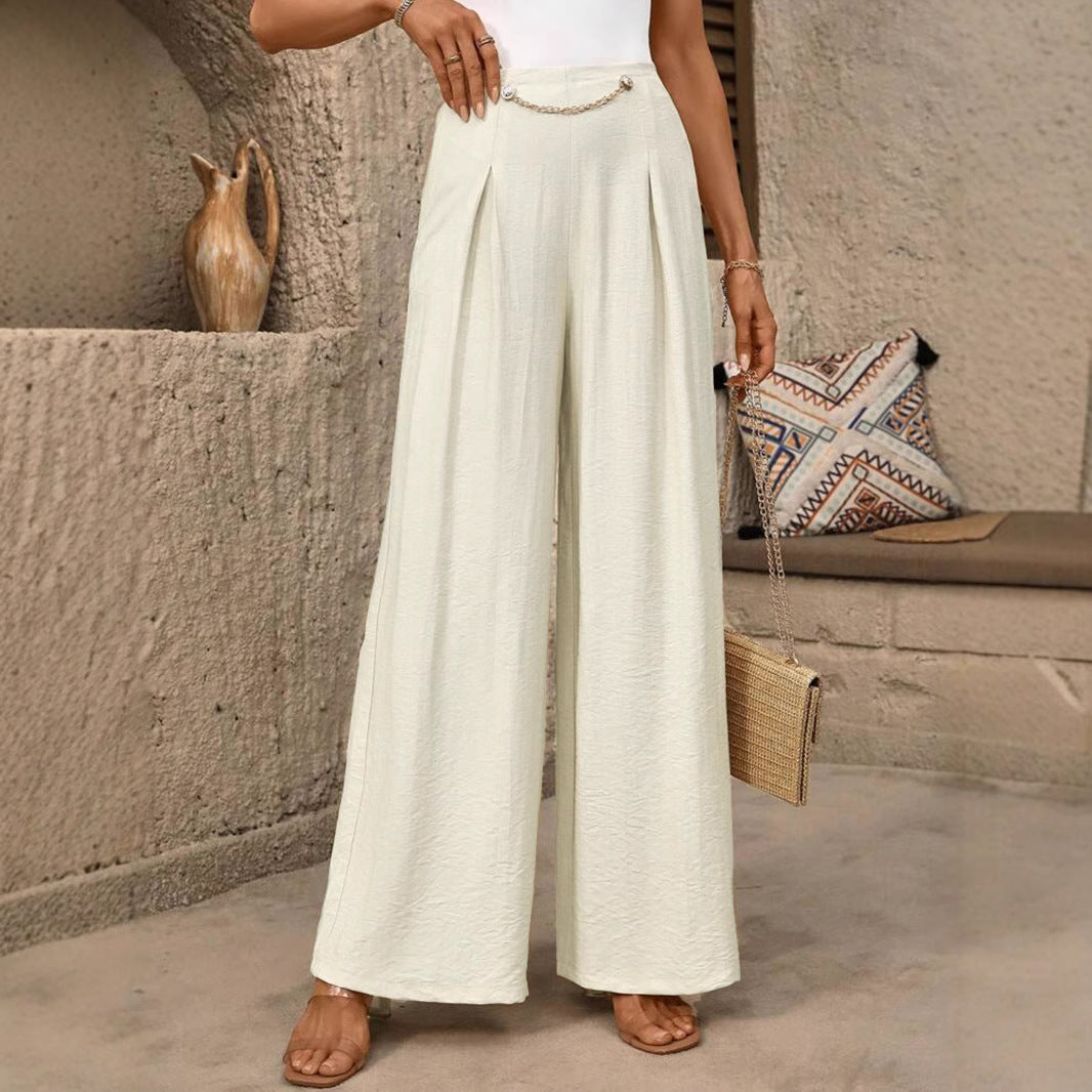 Damen Weit geschnittene Palazzo-Hose mit eleganter Faltenlegung EB