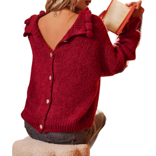 Damen Strickpullover mit tiefem Rückenausschnitt EB