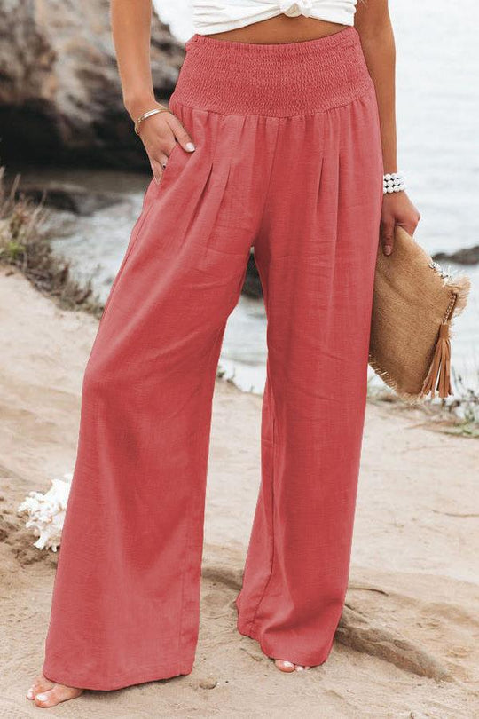 Damen Weit geschnittene Sommerhose mit elastischem Bund und luftiger Passform EB