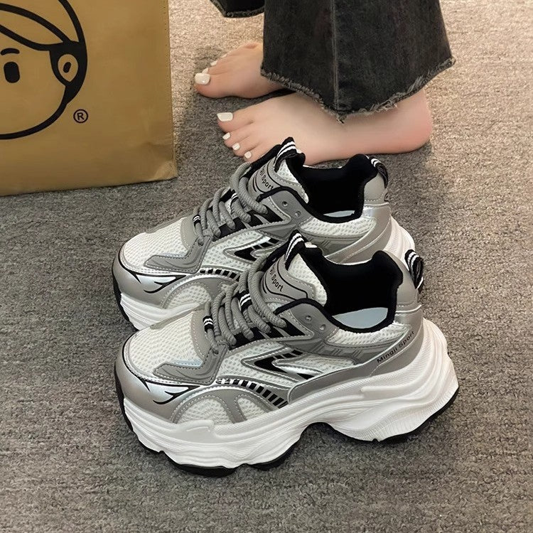 Damen Trendige Chunky Sneakers mit atmungsaktivem Mesh und starker Dämpfung EB