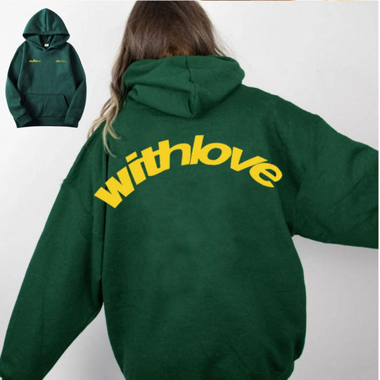 Unisex nan oversized Kapuzenpullover mit großflächigem Rückenprint, Kängurutasche und gerippten Bündchen EB