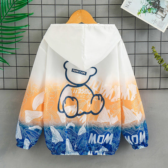Unisex nan stylishe Kapuzenjacke mit großflächigem Bärenprint und elastischem Saum R&B