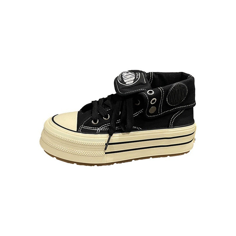 Damen High-Top Sneakers mit dicker Gummisohle und seitlichem Reißverschluss EB