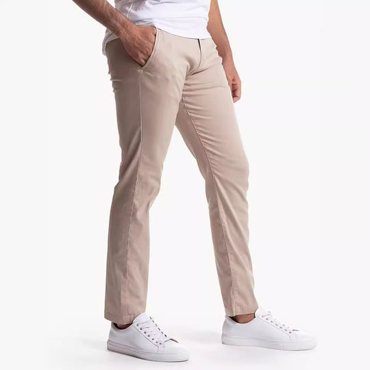 Herren elegante Chinohose mit elastischem Bund und schmalem Schnitt EB