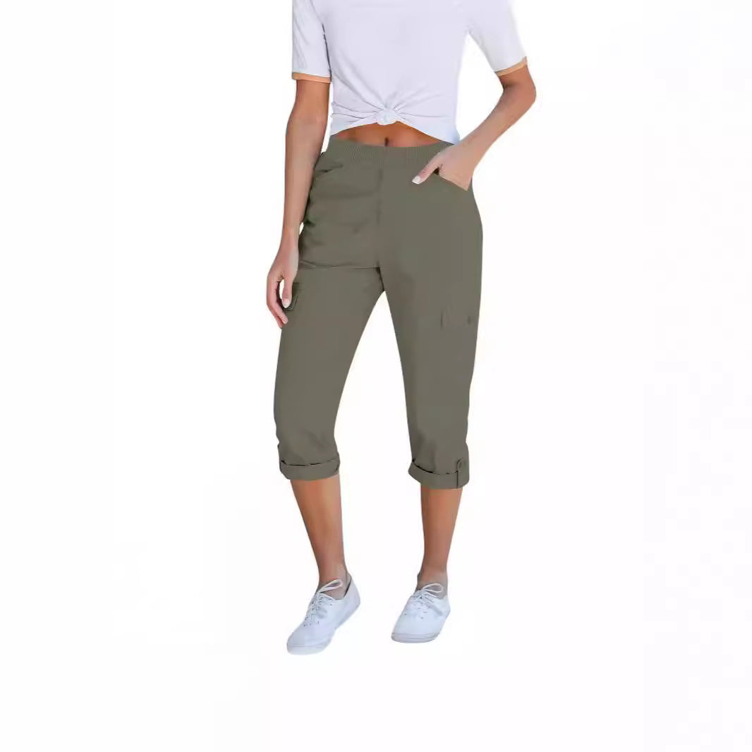 Damen Cargo-Hosen mit elastischem Bund und praktischen Taschen EB