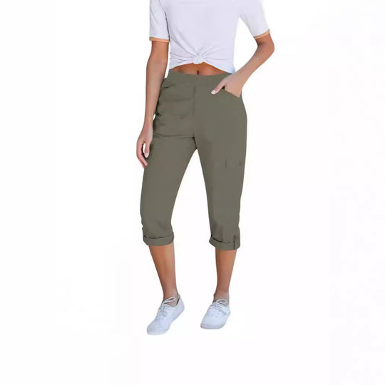 Damen Cargo-Hosen mit elastischem Bund und praktischen Taschen EB