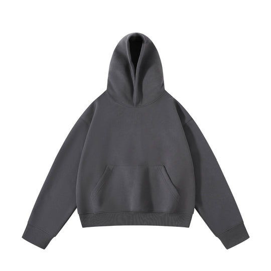 Unisex schwerer Oversize-Kapuzenpullover mit doppellagiger Kapuze Kängurutasche und breitem Rippbund EB