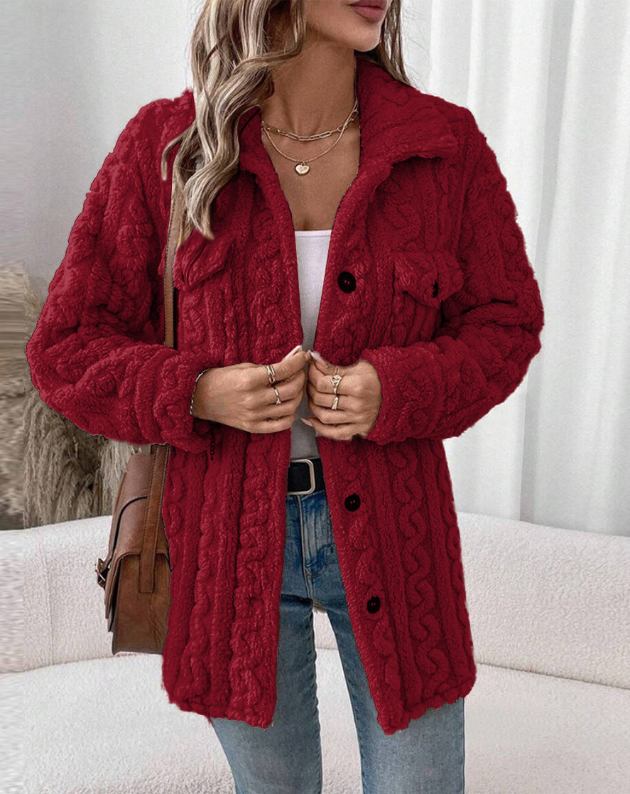 Damen Strickjacke mit Struktur und aufgesetzten Taschen EB