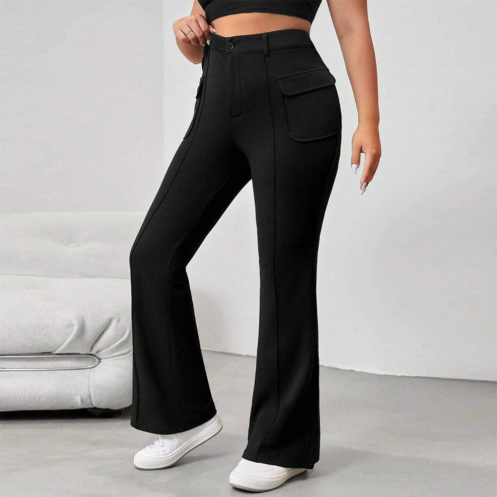 Damen Flared Hose mit praktischen Seitentaschen und elastischem Bund EB