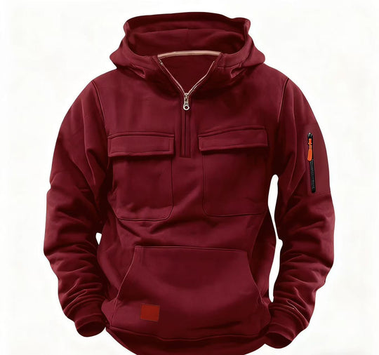 Herren funktionale Kapuzenjacke mit Reißverschluss und praktischen Taschen EB