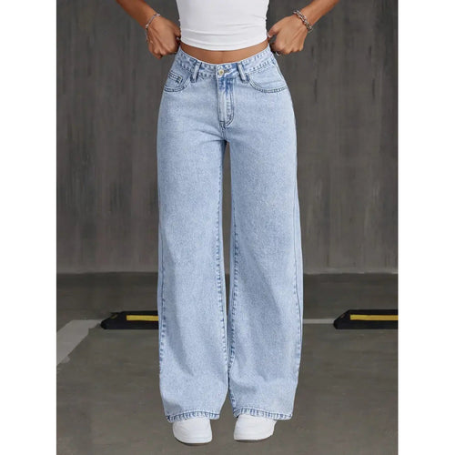 Damen weite Jeanshose im Vintage-Stil EB