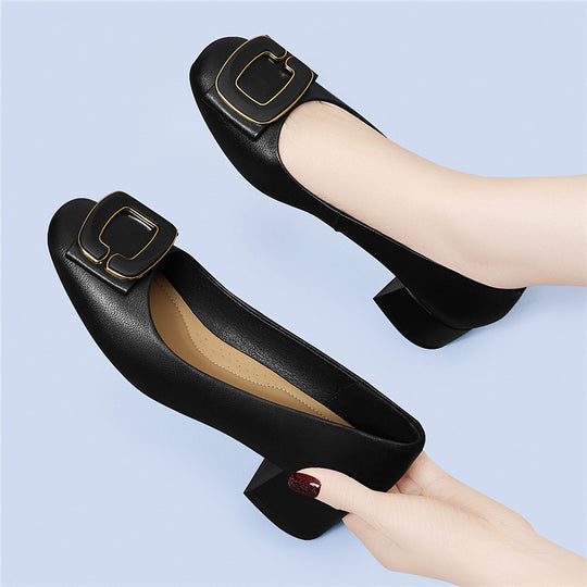 Damen elegante Ballerinas mit auffälligem Schnallen-Detail EB