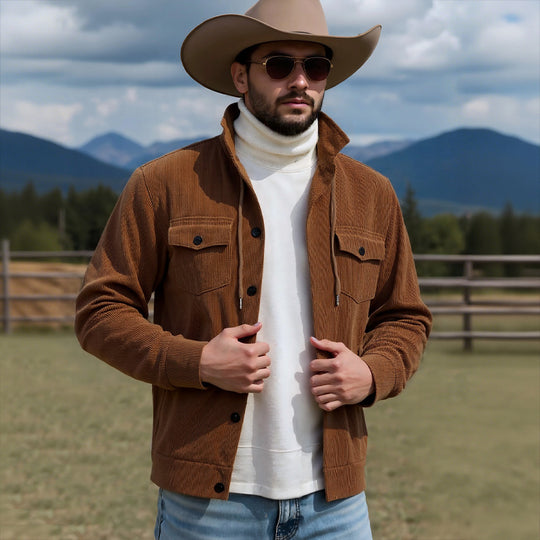 Herren lässige Strickjacke mit praktischen Brusttaschen und modernem Stehkragen EB