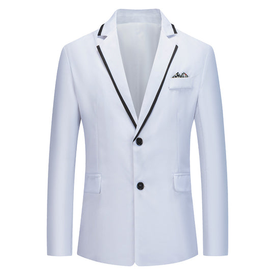 Herren eleganter smoking blazer mit kontrastierenden Details und praktischen Taschen EB