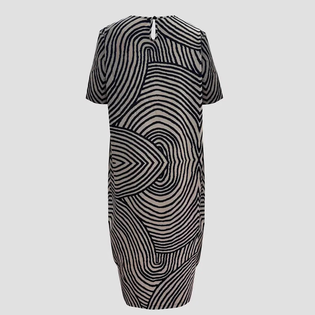 Damen Tunika-Kleid mit lässigem Streifenmuster und weit geschnittenem Design EB