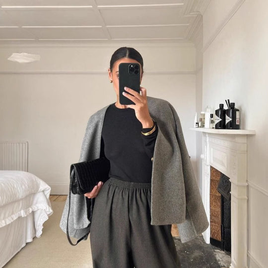 Damen modische Wolljacke im Boxy-Schnitt EB
