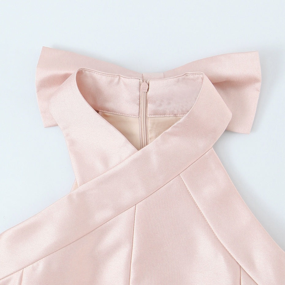Damen Abendkleid mit asymmetrischem Schnitt und eleganter Rückenverzierung EB