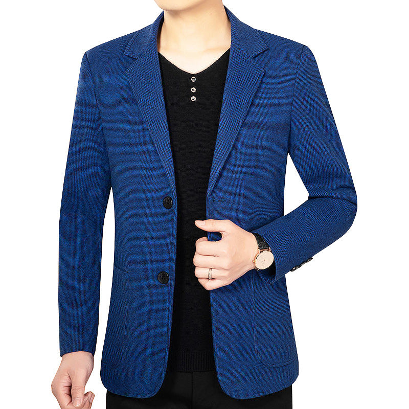 Herren Strukturierter Strickblazer mit Reverskragen und aufgesetzten Taschen EB